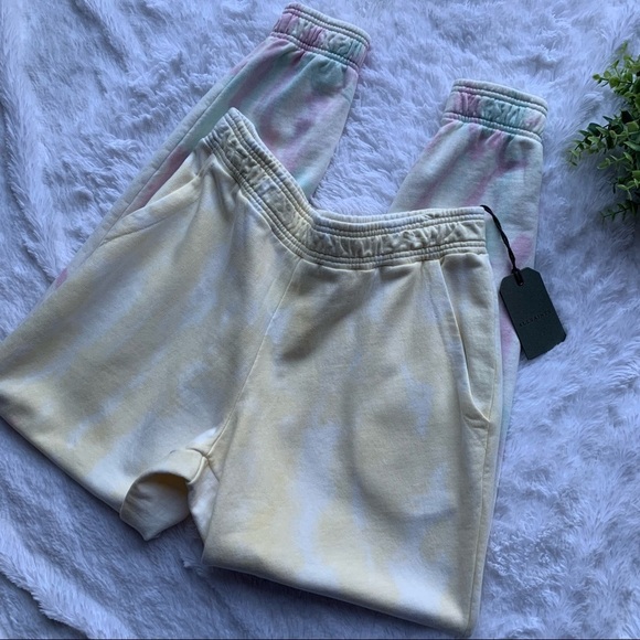 All Saints | NWT Size 10 Pippa Yellow & Lilac Tie Dye Joggers orig $155 - Picture 4 of 16